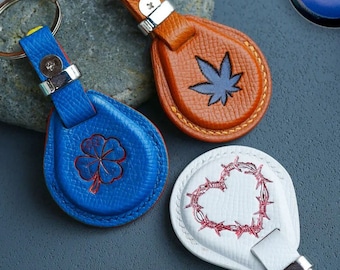 Aangepaste leren Epsom-hoes voor HID EMxT2, 1346 ProxKey III, ISOProx 1326/1386, Identiv 4082 – sleutelhangercadeau met gepersonaliseerde reliëfstempel