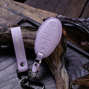 Leather Key Fob Cover for Nisan Versa 2021-2022 Pathfinder 2023, Altima, Armada, Maxima, GT-R, Rogue, Titan, and Kicks Keyless Remote Holder