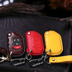 Leather Key Fob Cover 2018-2023 Peep Wranglerr Gladiiator, Renegade Grand Cherokeee, Dogde Wwagoneer Key Accessories JL JLU Rubicon Sahara