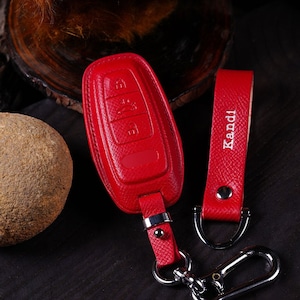 All Audi Key Fob Cover – Handcrafted Epsom Leather | Fits E-tron,A3  A4  A6 A7 A8 Q3 Q5 Q7, S-Line, Alcantara Edition | Custom Key Holder