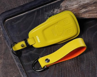 Passend für Audi A5 Custom Leder-Schlüsselanhänger - Kompatibel mit Q5 Q7 Q Series S3-S8, RS3-RS6, TT, R8, Allround, personalisierter Schlüsselbund, 66 Farben