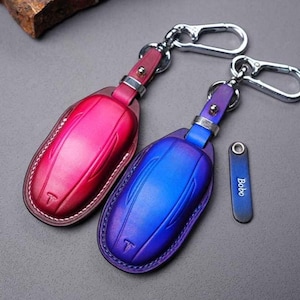 Tesla Model X &  Model S Handmade Personalized Leather Key Fob Cover for Long Range/ Plus, 100D, 90D, 85D. Model 3 Y – Unique Gift Accessory