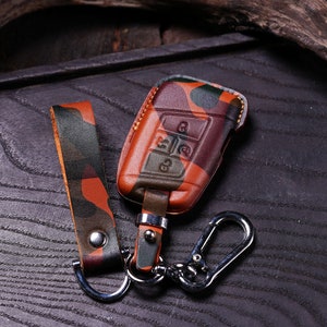 Leather Fob Cover Keychain for VW Models: Atlas, Tiguan, Jetta, Touareg, Arteon, Passat - Durable Volwagen Accessory for Remote Protection