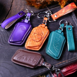 Lexus Leather Key Fob Covers IS250, ES300h, ES350, GS300, RX350 -Pastel Leather, Car Key Remote Holder Keychain, Premium Car Key Accessories