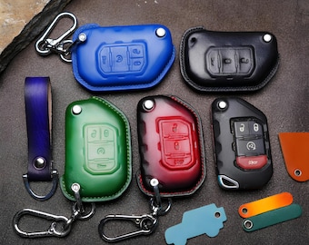 WranglerE GrandCherokee Renegadel 2012-2025 Keyless Remote Holder Custom Lederen Sleutelhanger Holster Wagoneer Sleutelhanger Cover Case voor Alle Modellen