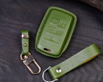Leather Car Key Remote Cover for Rover - Fits Sport, Evoque, Land, Ranger Discovery Models - Key Fob Holder Keychain, Car Key Case