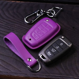2012-2023 Tucson Elantra Sonata Palisade Elantra Kona Electric Ioniq567 | Leather Key Fob Cover, Keyless Remote Holder, Keychain Accessory