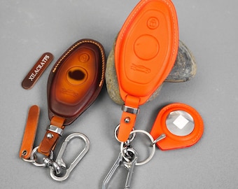 Custom Leather Key Fob Cover Fits 720S 765LT 570GT Smart Remote Case Keyless Protector AirTag Leather Keychain Handmade Luxury Gift