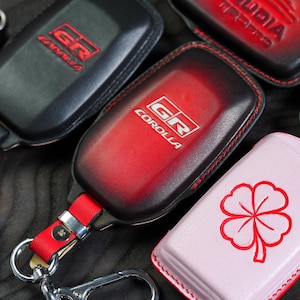 Toyota GR Key Case – Fits GR Corolla, Gr Yaris, GR86, GR Supra, camry – Custom Leather Key Fob Cover, Personalized Name Tag, Multiple Colors