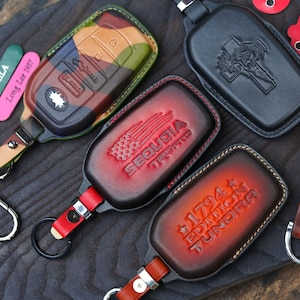 Toyota Leather Key Cover With AirTag Holder – Fits