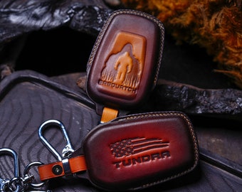 Personalized Toyota Tundra Key Fob Toyota Tacoma TRD, 4Runner, RAV4,Pro Key Fob Cover - Stylish Leather Edition for Your Truck's Key
