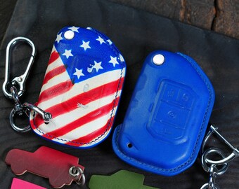 Handgemaakte Lederen Sleutelhanger Covers voor Wrranglerr Gladjator Reenegade Grand Cheroke Waagoneer 2015-2023 Smart Key Accessoires kerstcadeau