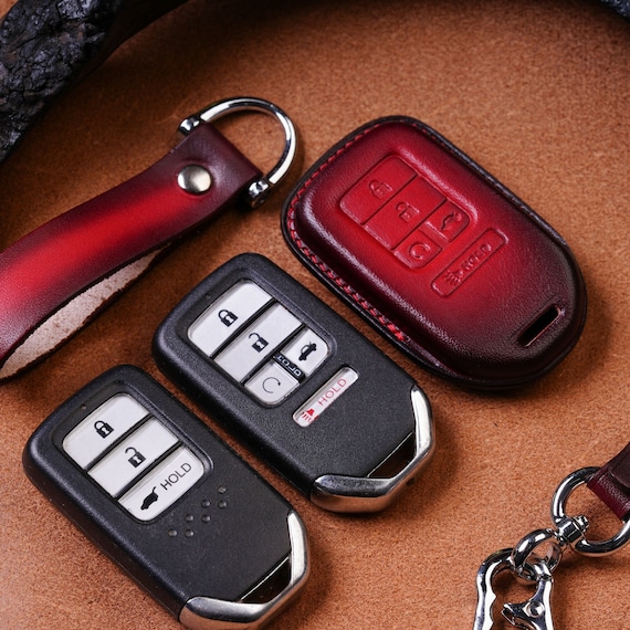Leather Remote Car Key Fob Case Cover For Honda Civic Accord CR-V Pilot