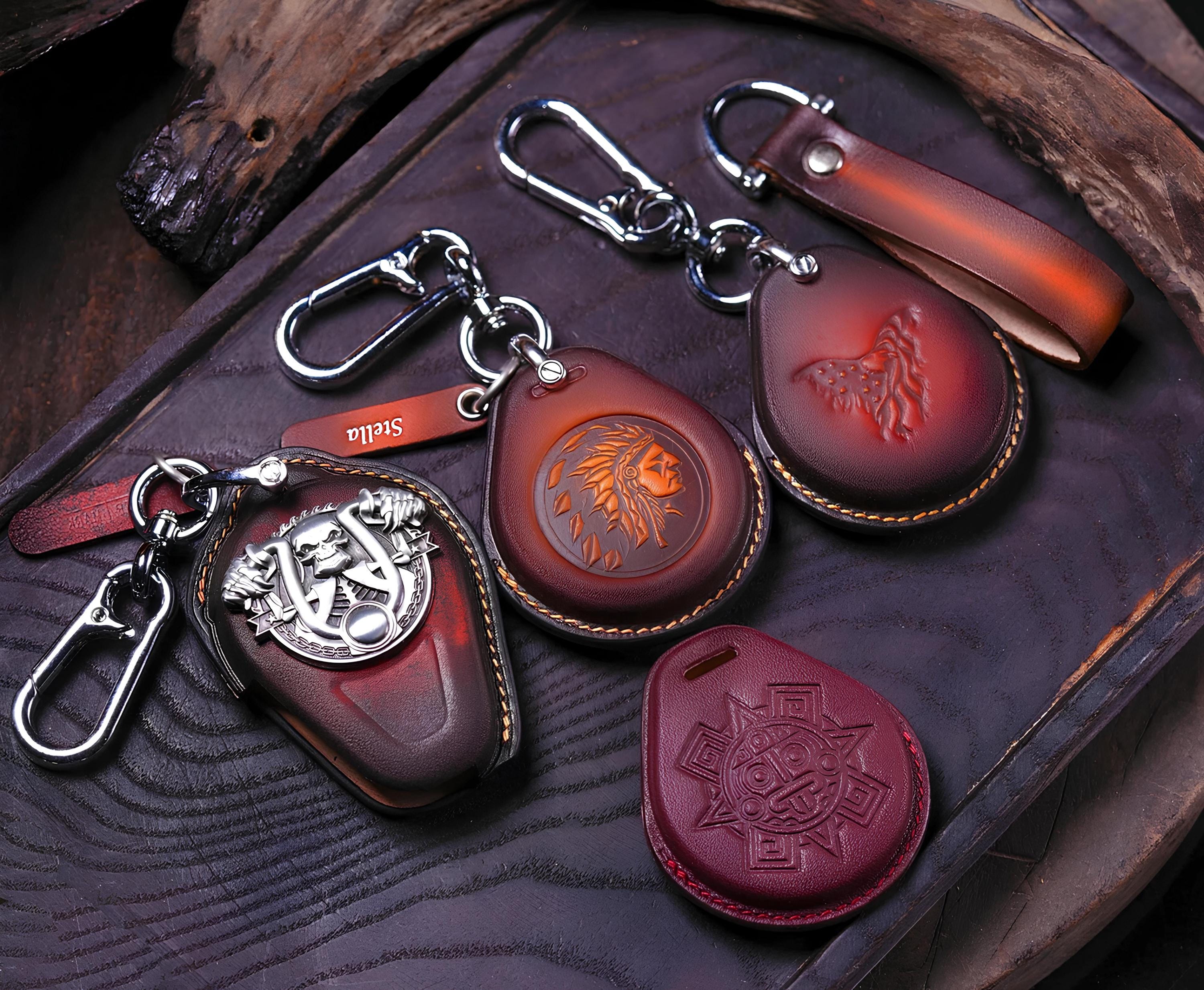 Punk Remote Harley Key Fob Cover Case Holder Leather - Street Bob Fat Boy Street ...