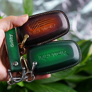 F-150 Leather Key Fob Cover – Fits XLT, Raptor, Lariat, Platinum, Limited, Tremor, Maverick, F-250, F-350 – Handmade, Custom Colors & Stamp