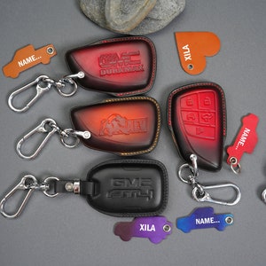 GMC Canyon Key Fob Cover – Handcrafted Leather Case for Sierra, Yukon, AT4, AT4X, Denali Ultimate, Elevation, AEV, Duramax, EV Accessories