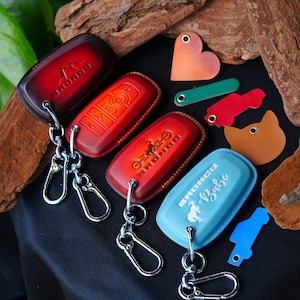 Custom Bronco Key Fob Cover: Leather 4,5,6 Button Case for 2022-2024 Bronco Sport, Big Bend, Badlands, Black Diamond Smart Remote Key Holder