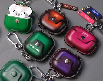 Leather AirPods Pro Case Personalized Custom Engraved for AirPods 2 3 4 Genuine Leather Multi Colors Gift for Him Her