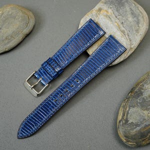 Lizard Navi Blue Leather Watch Strap 26 mm,24mm,22mm,21mm,20mm,19mm,18mm,16mm14mm | Custom Lizard Leather Watch Band | All Sizes Available