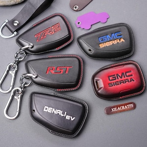 Sierra & Silverado  Key Fob Cover – Fits Denali Ev, AT4, RST, LTZ, ZR2, Silverado EV, Z71, High Country | Remote Case- Keychain Accessory