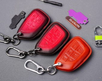 Cadillac Escalade lederen sleutelhanger beschermhoes voor XT4 XT5 XT6 CT4 CT5 LYRIQ Escalade-V Sevilla, sleutelhanger keyless, sleutelhangerhouder