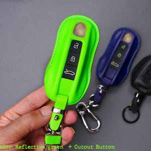 All Type Porsche Cayenne Leather Key Case for Turbo E-Hybrid 718 911 Taycan Panamera Macan Turbo EV, Macan 4  Personalized Logo Many Colors