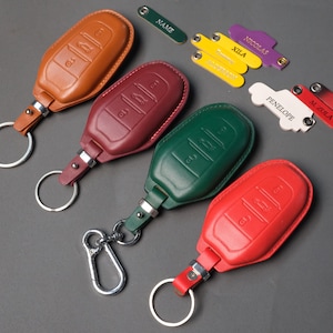 Citroën & Peugeot Handmade Leather Key Case – Fits Hybrid, PHEV, EV, 508, 3008, C3, ë-Berlingo, Ami, Custom Colors, Embossed Logo on Request