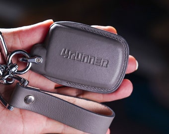 Leather Key Fob Cover for 4Runner, Tacoma, Tundra, RAV4, GT86 2018-2023 - TRD Pro Keyless Remote Case Keychain Clip Clasp Birthday Gift