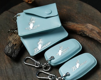 Bronco Cover and Slim Wallet Leather Key Cover with Optional Keychain for Bronco Sport SUV 2020-2025 -Personalized Bronco Leather Key Holder