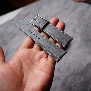Beaver Leather Grey Watch Strap, Beaver Leather Bands 17mm 18mm 19mm 20mm 21mm 22mm 23mm 24mm Meaningful Birthday & Christmas Gift