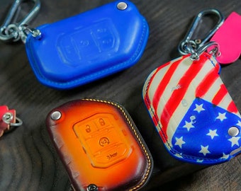 Leren sleutelhangerhoes voor Wrrangler, Gladdiator, Rubiicon, Saharra (2016-2024) Grand Waggoneer Keyless Remote Holder, custom sleutelhanger Holstr.