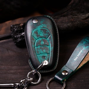Leather Key Fob Cover Chevy Models Fits Blazer, Bolt, Camaro, Cruze, Equinox Malibu, Sonic, Spark, Trailblazer, Traverse, Trax, Volt, Encore