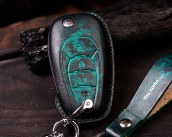 Chevy Compatible Leather Key Fob Cover for Blazer Bolt Cruze Equinox Malibu  Spark Trailblazer Traverse Trax Volt Encore, 66 Color Options