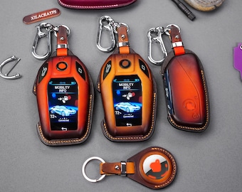 BMW handgemaakte leren sleutelhoes voor alle modellen 2013-2025, past op BMW displaysleutels, 7-serie, 5-serie, X3, X5, X7, iX — op maat gemaakt per verzoek