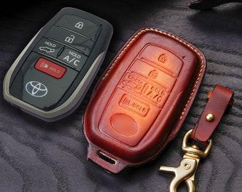 QBUC Genuine Leather Key Fob Cover For Toyota Tundra Venza Sequoia - View #5