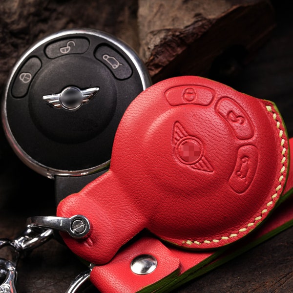 Mini 2006-2014 Leather Key Fob Cover Stylish Personalized Gift for Mom Birthday 2023 Clubman Hardtop Countryman Paceman JCW Case Keychain