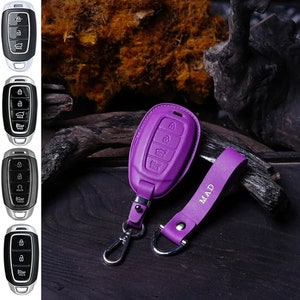 Handcrafted Leather Key Covers for Ionjq, Palisade, Santa Fe, Elantra - Custom Initials Embossing, Elegant Protection & Birth Gift Ionqi