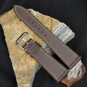 Epsom Leather Watch Strap in Chocolate & Various Sizes | Available from 14mm 16mm 18mm 19mm 20mm 21mm 22mm 23mm 24mm 26mm
