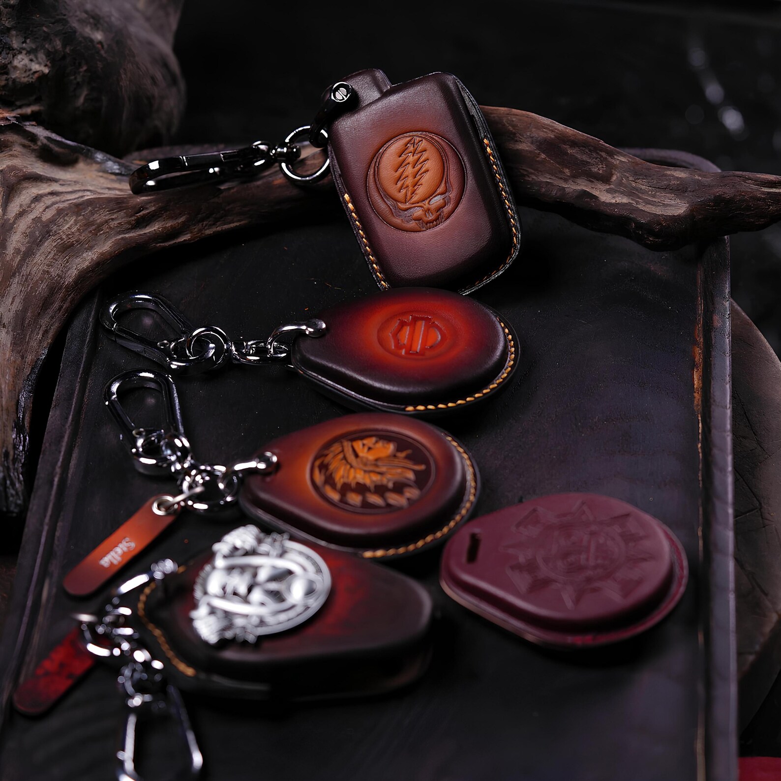 Punk Remote Harley Key Fob Cover Case Holder Leather - Street Bob Fat Boy Street ...