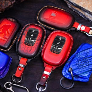 All Honda Leather Key Fob Cover Handmade – Fits CR-V, HR-V, Civic, Accord, Odyssey, Prologue – Personalized Multi-Color Keychain Protector