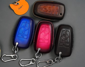 Leren sleutelhangerhoes past op f150, compatibel met Mave rick Tre mor Ranger, gepersonaliseerde sleutelhanger, meerdere kleuren