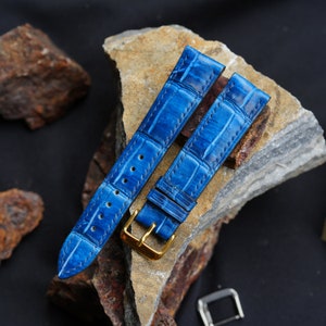 Patina Blue Alligator Leather Watch Strap, Handmade Blue Alligator Strap Bands, Various Colors, 16mm 18mm 19mm 20mm 22mm 23mm 24mm 26mm.
