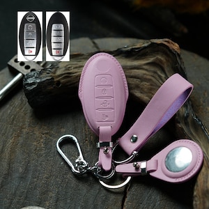 Funda de cuero para llavero para Rogue, Kicks, Maxima, Murano, Sentra, Titan, Pathfinder, Qashqai Altima 2008-2023 con elegante estuche para llave Air Tag