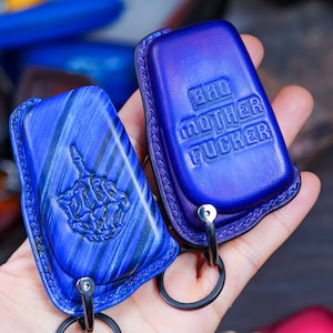 Leather Key Fob Cover for C-HR, RAV4, Camry, Flip Key for Avalon, Corolla Altis, Yaris 2005-2024, Personalized Christmas Gift for Him or Her