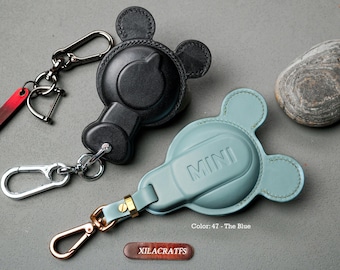 MINI Cooper S Countryman ALL4 Nyckelfodral - Handgjort lädernyckelfodral för Mini Cooper SE EV, Clubman, 3/5 dörrar - Mini Cooper Tillbehör
