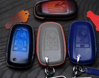 Aangepaste lederen sleutelhangerhoes – past op Mustangs-modellen DarkHorse GT RTR Shelby Mach-EMach 1 – meerdere kleurenopties