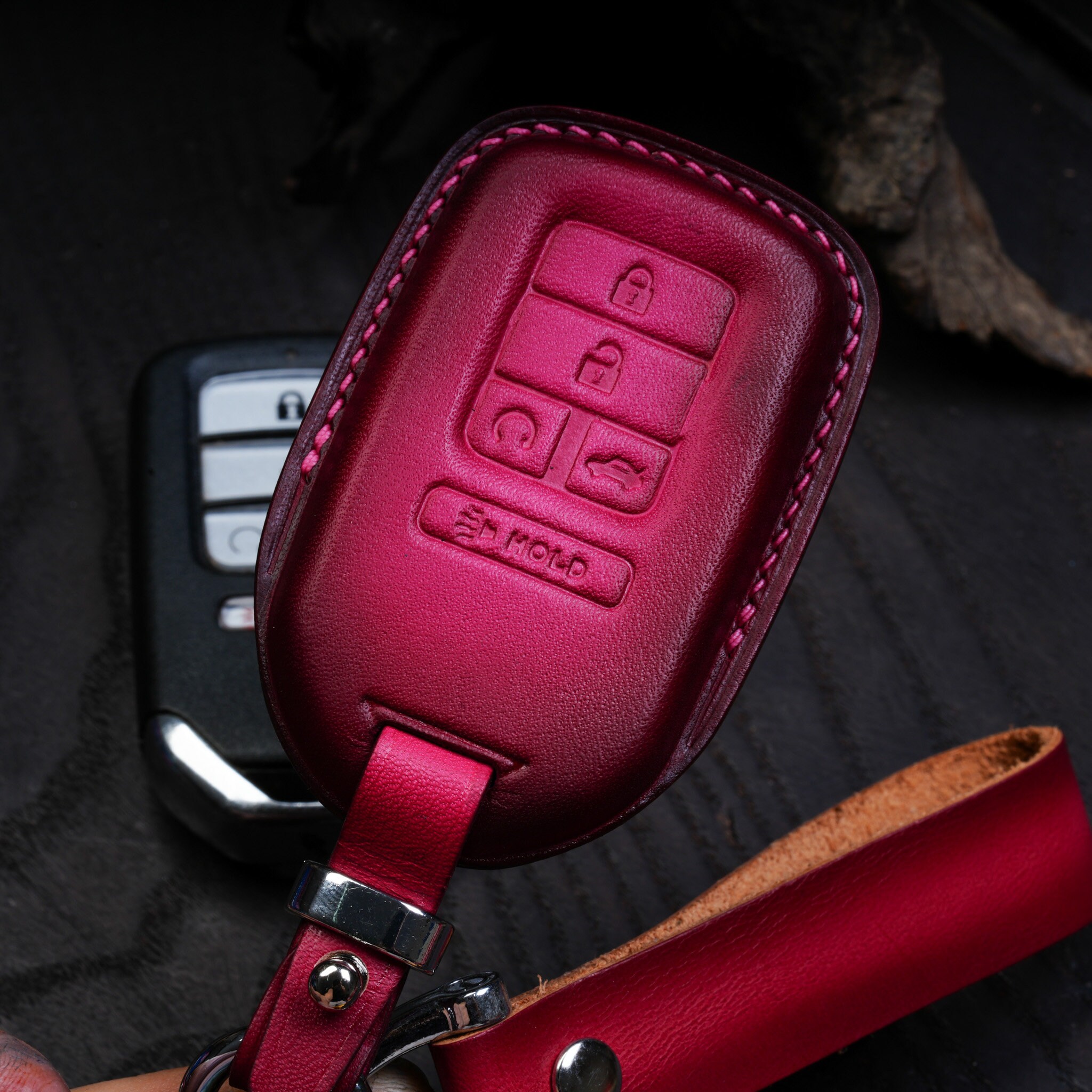 For Honda Accord Civic CRV Carbon Fiber Metal Car Smart Key Fob Chain Cover CaPV