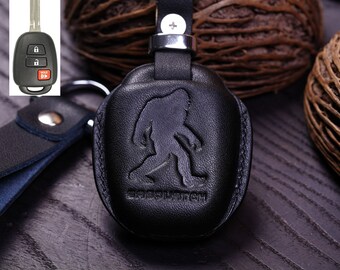 Leather Key Fob Cover Toy Highlander RAV4 Tundra, Tacoma, Sequoia, Sienna, Camry - Case & Remote Holder, Keychain Shell Pouch Birthday Gift