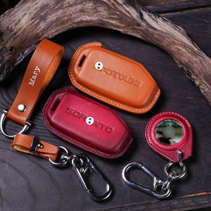 KiA Leather Key Fob Cover AirTag 2020-2025 for Sportage, Sorento,K5,K3 Telluride, EV6, EV9, Forte, Stinger, GT line Keychain Accessory