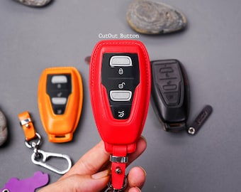 Compatible DBX Style Leather Key Case | Fits Vantage, DB9, DB11, DBS Superleggera, DB7, Vanquish, Rapide | Remote Holder & Leather Keychain